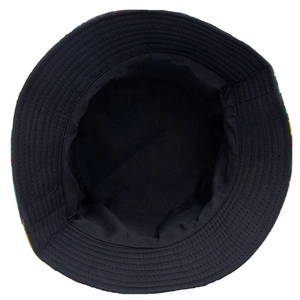 Unisex summer bucket hat featuring a back-view portrait print and black inner lining