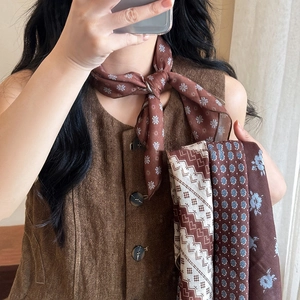 Vintage Print Square Scarf Soft Lightweight Bandana For Women Hair Wrap Neck Tie Fashion Bag Accessory