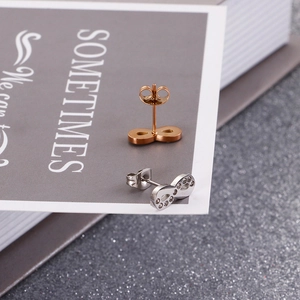Infinity symbol stud earrings in gold and silver finish with sparkling cubic zirconia