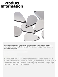 Polished stainless steel water drop pendants in a pack of 20 for DIY jewelry making