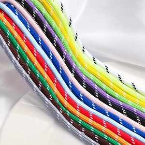Vibrant 5mm braided nylon ropes set in various colors with a dotted texture for DIY crafts
