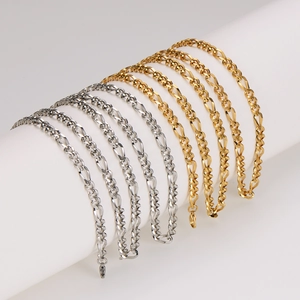5.5mm stainless steel 3:1 twist curb chain necklaces in gold and silver finishes