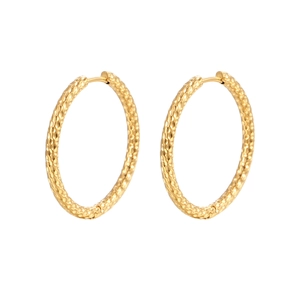 Orecchini a cerchio in acciaio inossidabile placcati oro 18K con texture martellata