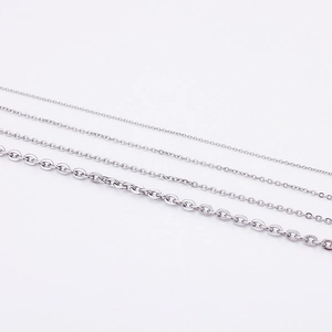 Polished stainless steel necklaces in four assorted chain link thicknesses for men and women