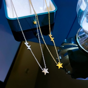 Collier Pendentif Étoile Chanceuse En Acier Titane Collier Minimaliste Avec Lettre Lucky Bijoux Chaîne Clavicule Pour Femmes