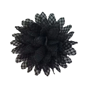 Detailed view of 11cm black lace chiffon sunflower accessory for hats and hair decor