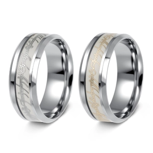 Anello luminoso in acciaio inossidabile stile Il Signore degli Anelli con iscrizioni