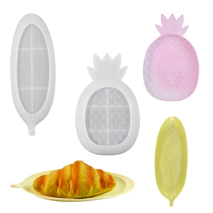 Moules en silicone en forme d'ananas et de feuille pour plateaux en résine DIY