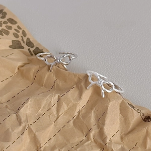 S925 sterling silver hollow bow ring with adjustable opening for a sweet feminine look