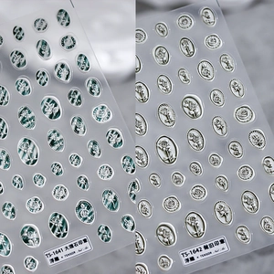 Stereoscopische Reliëf Nagelkunst Stickers Vintage Lakstempel Roos Marmer Patroon Zelfklevend Manicure Decoratie DIY Schoonheid