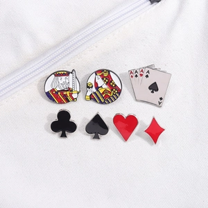 7pcs creative poker cards enamel pin set with king queen and suit symbols