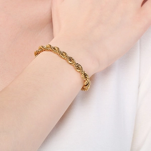Bracelet chaîne torsadée dorée de 6 mm avec fermoir rotatif pour hommes et femmes chic