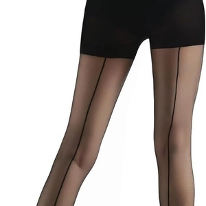 Sheer black tights with vintage back seam detail and slimming high waist effect