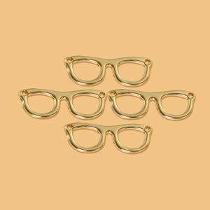 Polished gold glasses-shaped alloy pendants for DIY necklace and bracelet jewelry making
