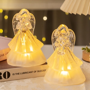Set of two LED glowing angel figurines with warm light for Christmas home decor