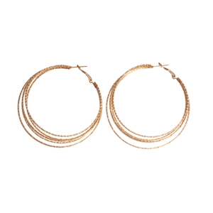 Elegante mehrlagige geometrische Creolen in Roségold mit glitzernder Textur für Damen