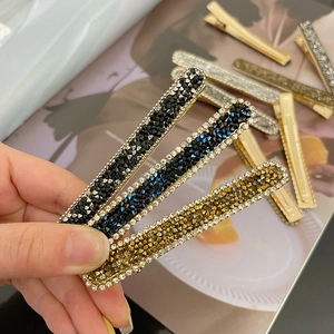 Sparkling full rhinestone hair clip set in black, navy, and champagne colors