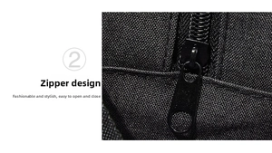 Close-up of waterproof black oxford fabric and smooth metal zipper on the storage bag