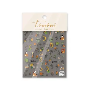 Minimalist 5D nail art stickers with abstract face lines and colorful geometric patterns