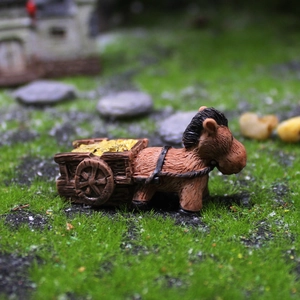 Statuetta in miniatura di cavallo con carro per giardini succulenti e paesaggi