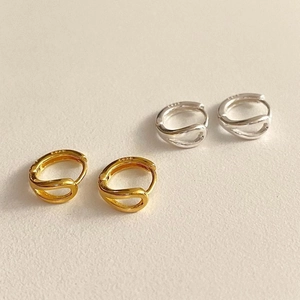 925 Sterling Silver Hoop Earrings For Women Minimalist Twisted Double Ring Geometric Jewelry U-Shape
