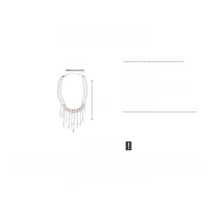 Détail du collier de perles double épaisseur avec pampilles étoiles et croix et dimensions