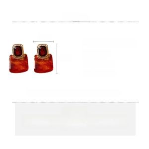 Detailed size and material specification chart for vintage resin square drop earrings