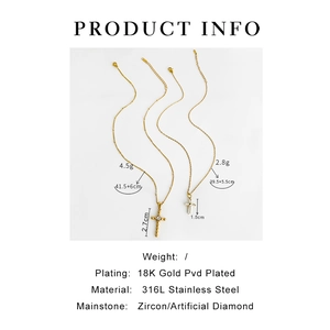 Detailed specs of titanium steel cross pendant necklace with zircon and 18K gold plating