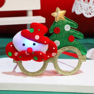 Light-up Christmas glasses for kids with Santa Claus and sequined trees for holiday party