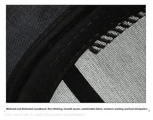 Detail of widened sweatband with fine stitching on a breathable elderly men's cap