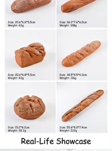 Detailed size and weight chart for realistic PU artificial bread photography props