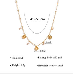 Spécifications de taille et matériau du collier de perles marguerite plaqué or 18 carats