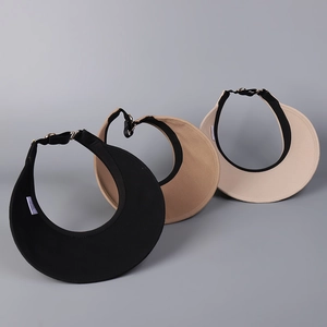 Adjustable sun visor hats in black, khaki and beige with golden metal buckles