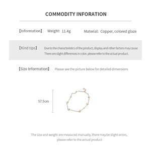 Detailed size chart showing 57.5cm length for irregular pearl gold-plated necklace