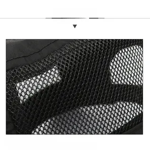 Close-up of breathable black mesh fabric texture on a flat top outdoor summer sun hat
