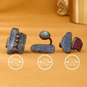 Vintage bohemian open rings with natural stones and antique bronze finish details