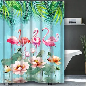 Tenda Da Doccia In Poliestere Impermeabile Motivo Fiori Piante Tropicali Stampa Digitale Arredamento Bagno Con Ganci
