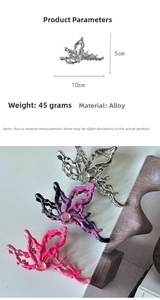 Detail view of butterfly hair claw clip with rhinestones and dimensions 10x5cm