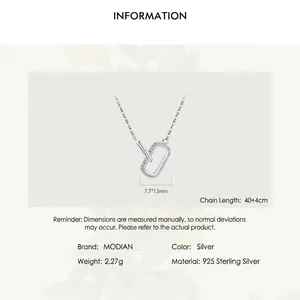 Elegant S925 sterling silver geometric rectangle necklace with minimal T-bar clasp