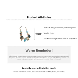 Detailed size specifications for starfish and shell pendant necklace with 52.6cm total length