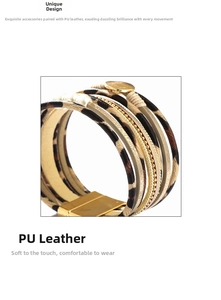 Détail d'un bracelet multicouche avec imprimé léopard, perles et fermoir magnétique