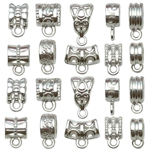 Zinc Alloy Bail Beads Hanger Connectors Large Hole Vintage Engraved For DIY Necklace Bracelet Jewelry Making