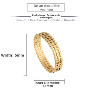 Détails du bracelet plaqué or 18K avec dimensions de 5mm de large et 58mm de diamètre