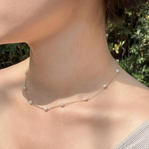 Minimalist Artificial Pearl Necklace 925 Sterling Silver Rice Bead Dainty Chain Elegant Jewelry For Women