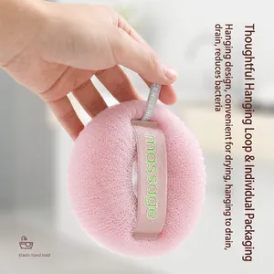 Soft PA Mesh Bath Ball Donut Shape Shower Sponge For Body Exfoliating Massage With Elastic Hand Strap Hanging Rope