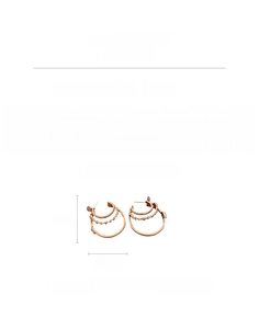 Detailed view of rose gold triple layered oval earrings with size and 11.3g weight info