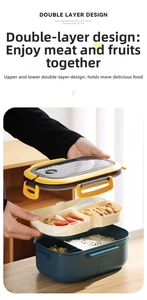 Detailed double-layer structure of 1200ml lunch box with seal lid and compartments