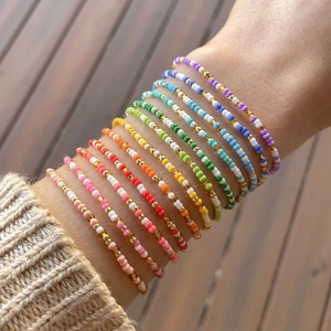 Handmade Colorful Seed Bead Bracelet Bohemian Summer Beach Glass Bead Jewelry Minimalist Stretch Bangle Gift For Women
