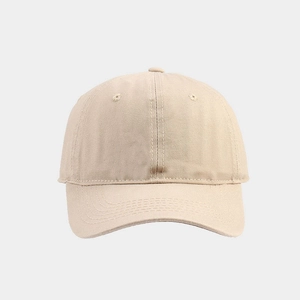 Detail view of cotton twill baseball cap showing breathable holes and stitched seams