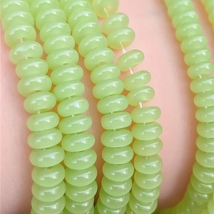 Light green glass abacus beads with smooth translucent finish for DIY jewelry